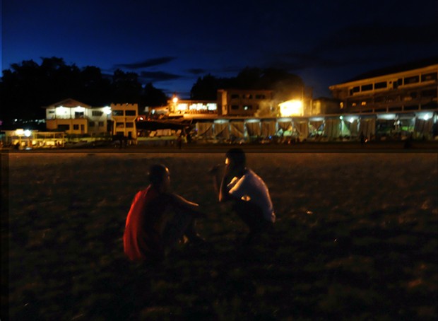 Nighttime at Surigao del Sur’s Sports Center, site of yet another mass evacuation of thousands of Manobos driven from their homes by brutal anti-insurgency campaigns of the Armed Forces of the Philippines.  The province’s Social Hall may be seen in the background (3rd building from the left).